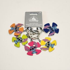Disney Parks STITCH Keychains - Set Of 5 Orange, Green, Pink, Blue, Yellow - NWT